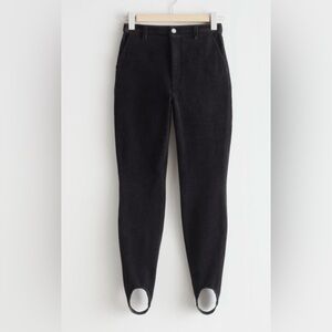 & Other Stories Los Angeles Atelier Black Corduroy Stirrup Pants -‎ Rare Find